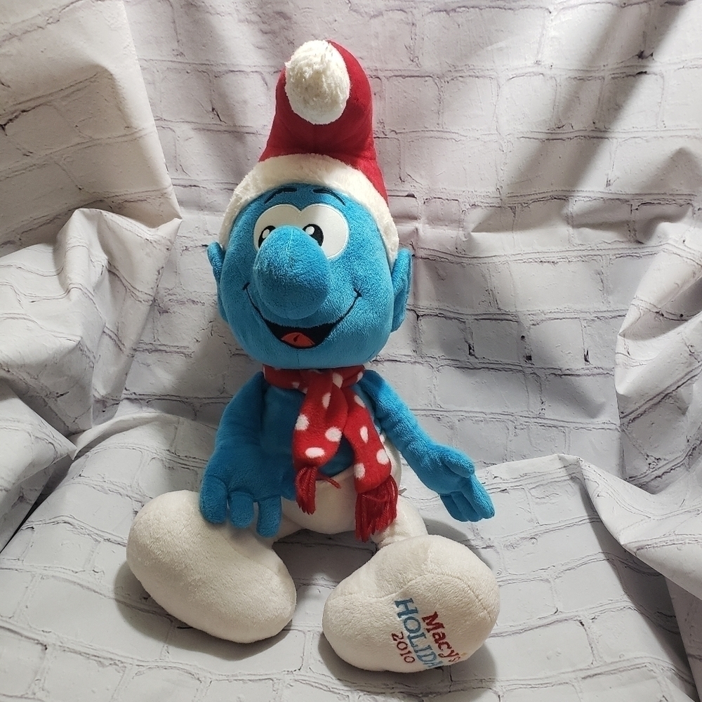 The Smurfs Macy's Holiday 2010 Plush 24-inch Santa Hat Scarf Stuffed Animal Toy